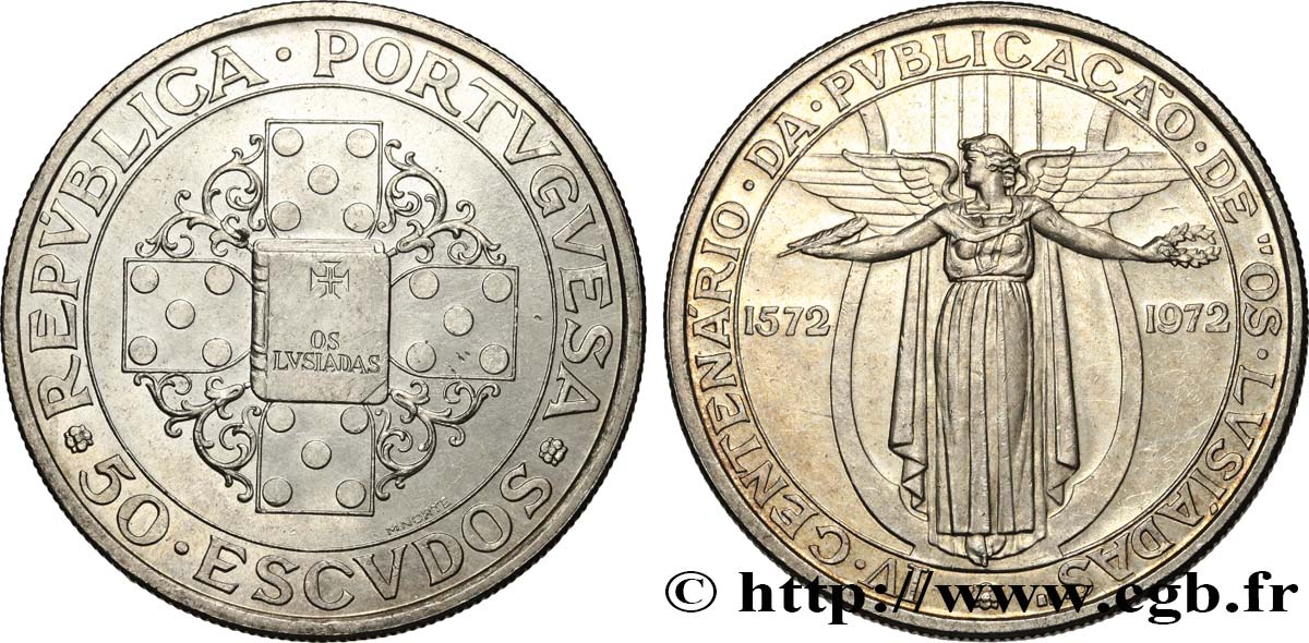PORTUGAL 50 Escudos 400e anniversaire de la publication des Lusiades, poême épique de Luís de Camões 1972 SUP