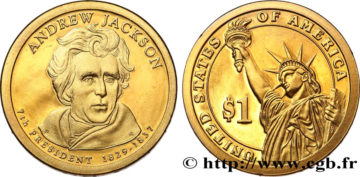 ÉTATS-UNIS D AMÉRIQUE 1 Dollar Présidentiel Andrew Jackson - Proof 2008 San Francisco SPL