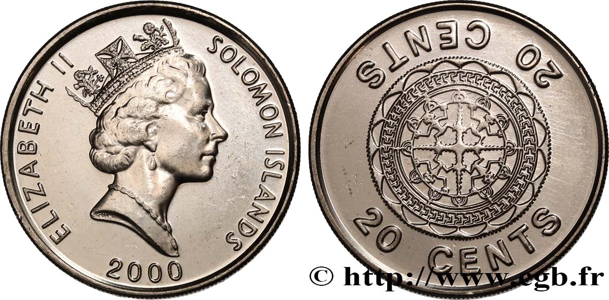 ISLAS SOLOMóN 20 Cents Elisabeth II / pendentif Malatai 2000  SC 