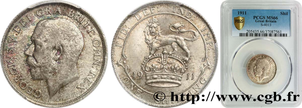GREAT-BRITAIN - GEORGE V 1 Shilling 1911  MS66 PCGS