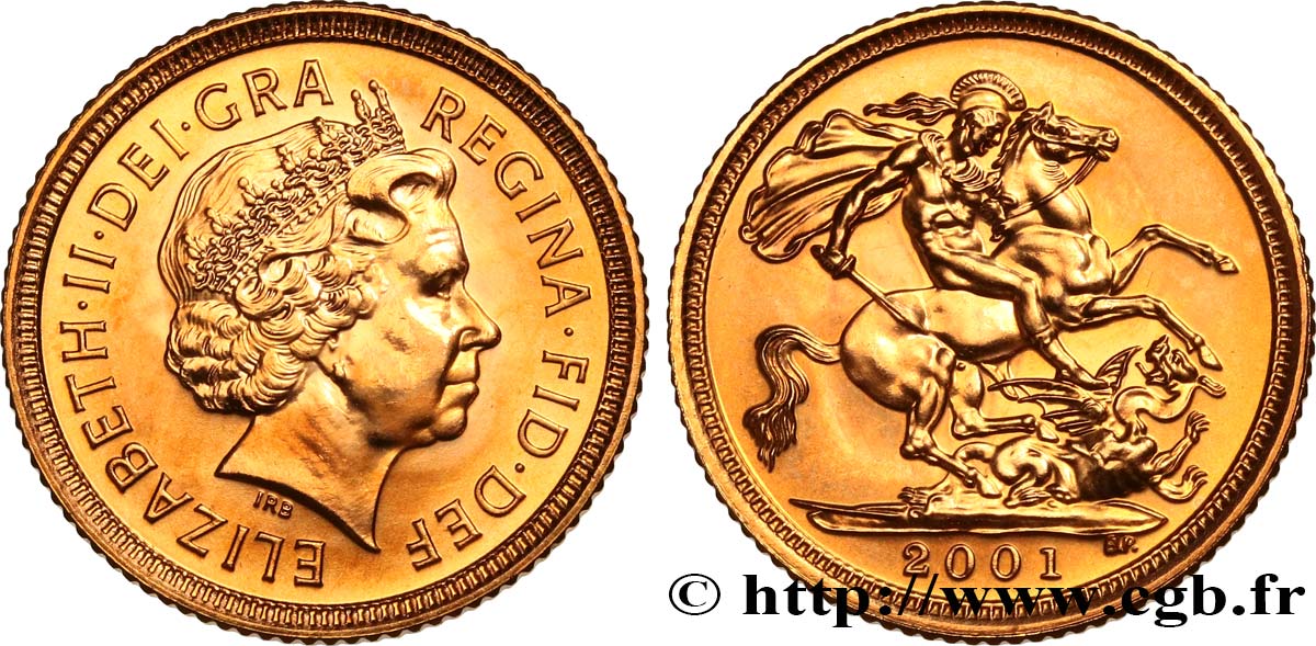 ROYAUME-UNI 1/2 Souverain Élisabeth II 2001 Royal Mint SPL 