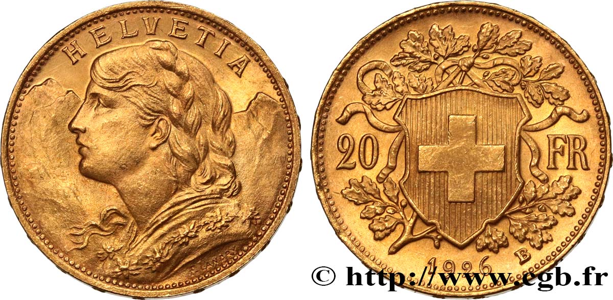 SWITZERLAND 20 Francs  Vreneli  1926 Berne MS 