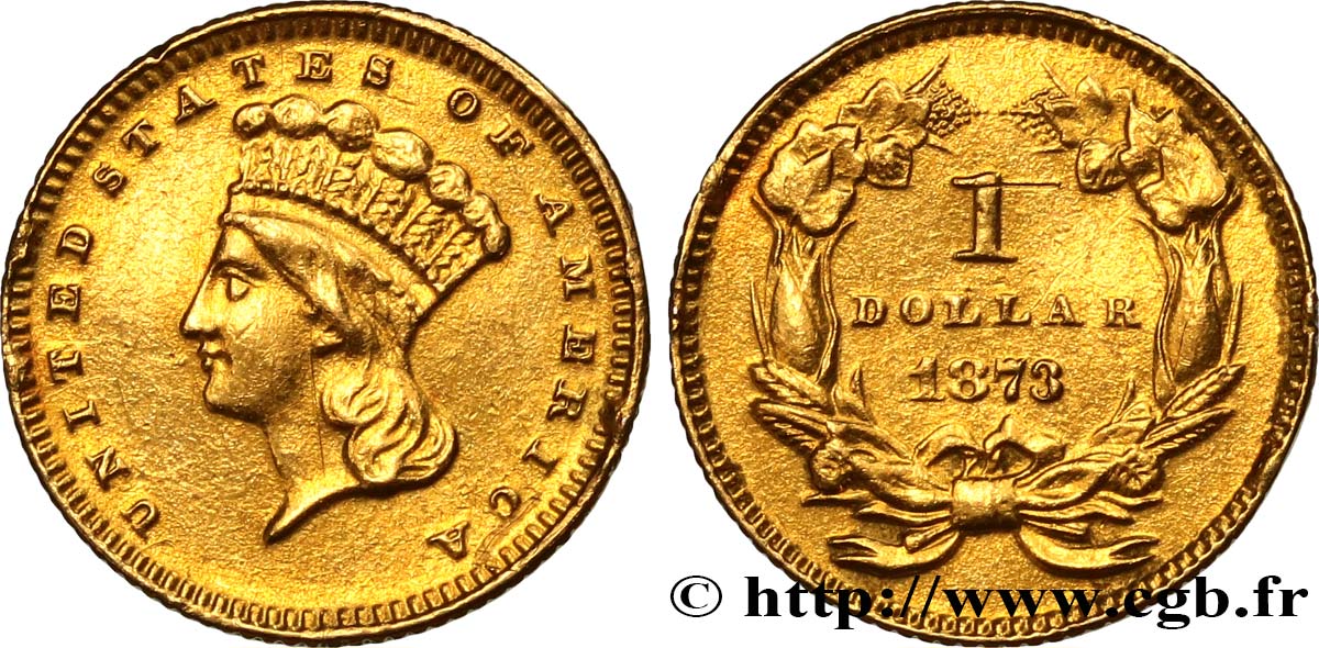 ÉTATS-UNIS D AMÉRIQUE 1 Dollar ”Indian Princess” 1873 Philadelphie XF 