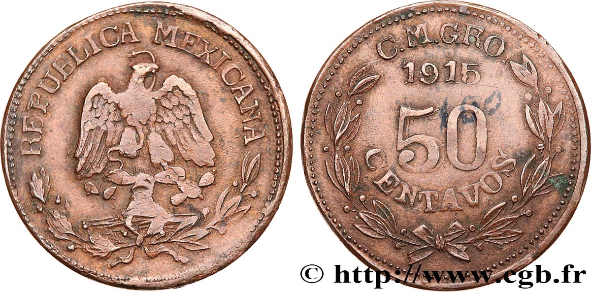MEXIKO 50 Centavos 1915  SS 