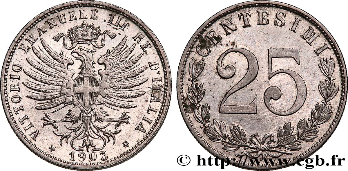 ITALIE 25 Centesimi 1903 Rome TTB+