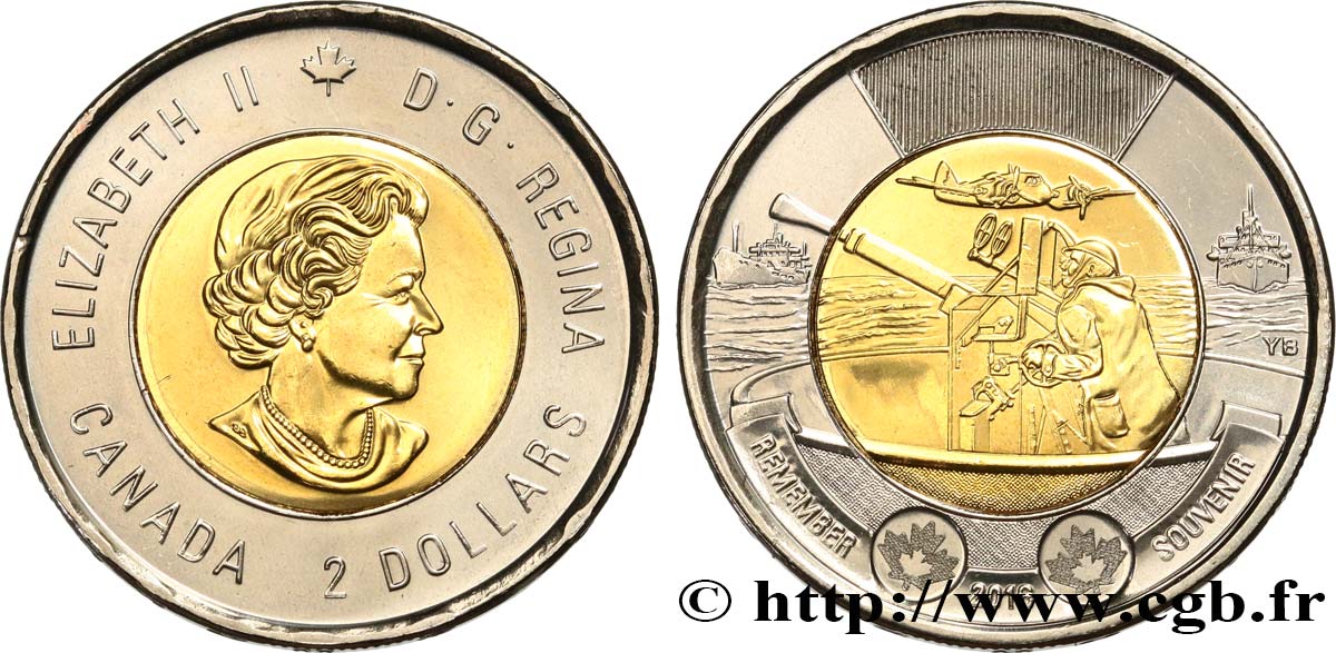 CANADA 2 Dollars Bataille de l’Atlantique 2016  MS/AU 