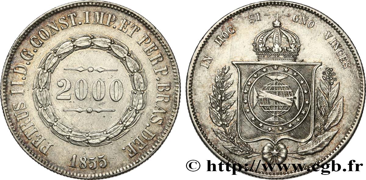 BRÉSIL 2000 Reis Pierre II 1855 TTB