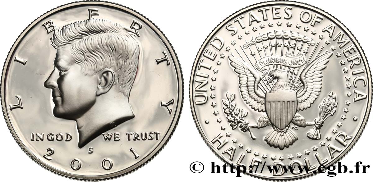 ÉTATS-UNIS D AMÉRIQUE 1/2 Dollar Kennedy Silver Proof 2001 San Francisco SPL