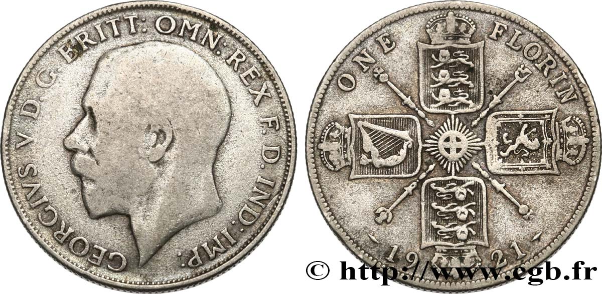 ROYAUME-UNI 1 Florin Georges V 1921 TB