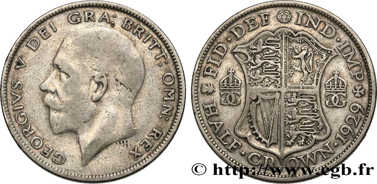 ROYAUME-UNI 1/2 Crown Georges V 1929 TB/TB+