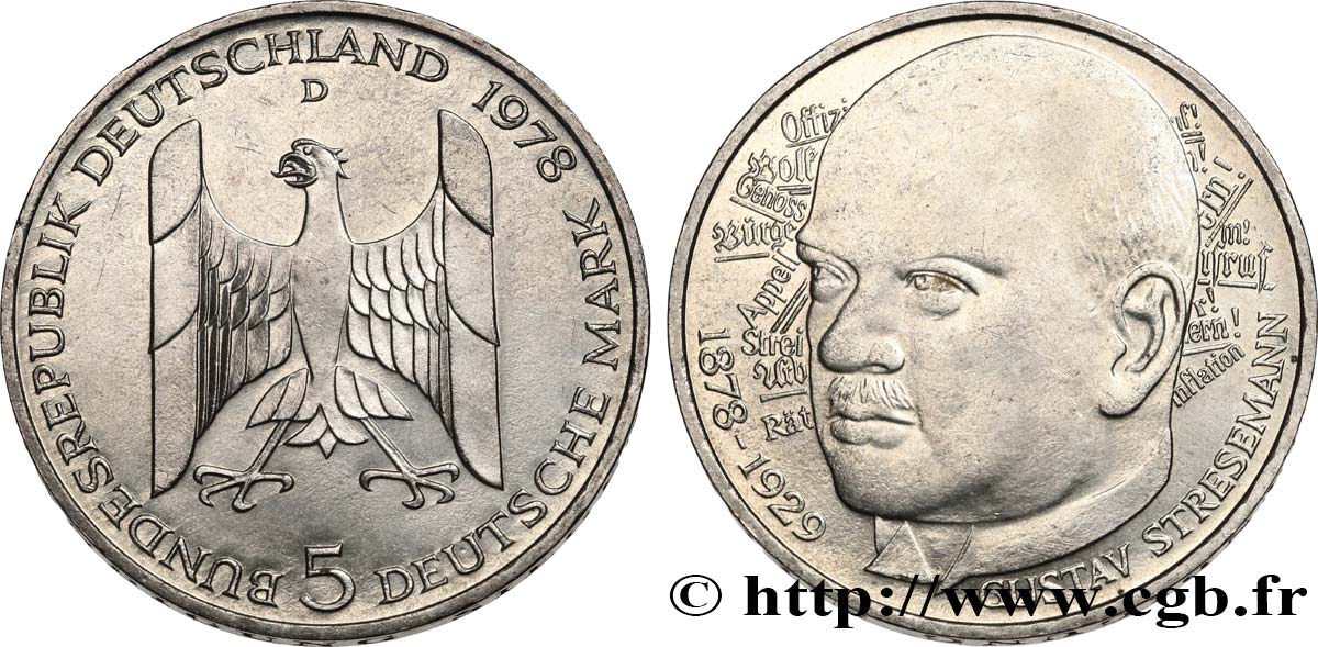 ALLEMAGNE 5 Mark Gustav Stresemann 1978 Munich SPL