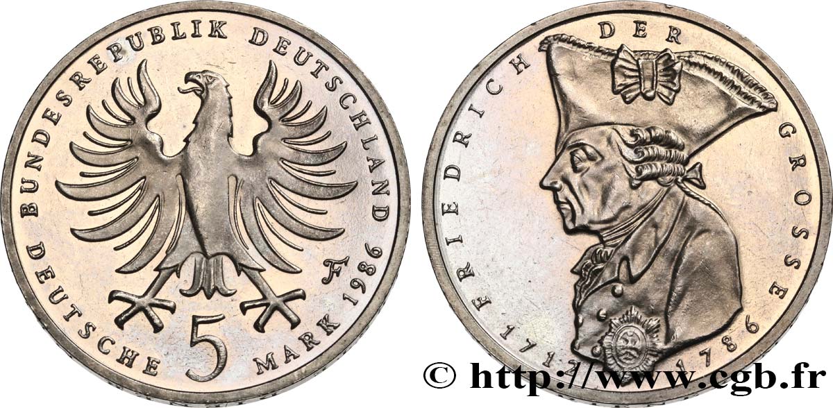 ALLEMAGNE 5 Mark Frédéric lI de Prusse 1986 Stuttgart SPL