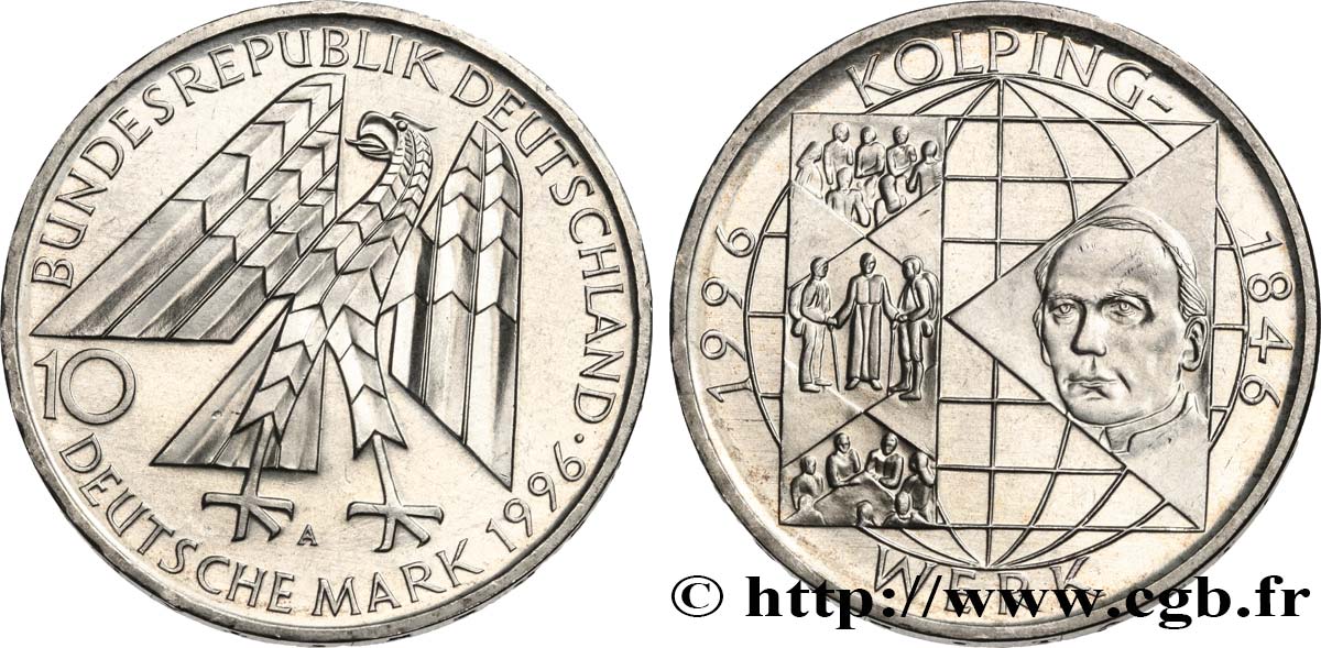 ALLEMAGNE 10 Mark Adolf Kolping fondateur des associations catholiques de compagnons Kolpingwerk 1996 Berlin SPL