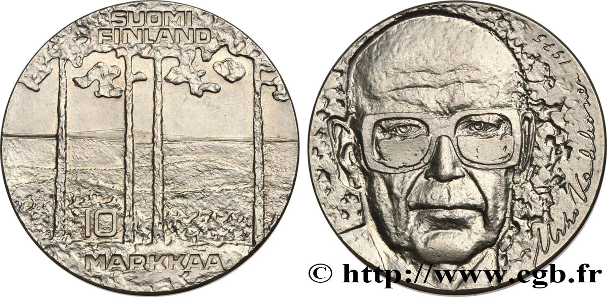 FINLANDE 10 Markkaa 75e anniversaire du président Kekkonen 1975 SUP