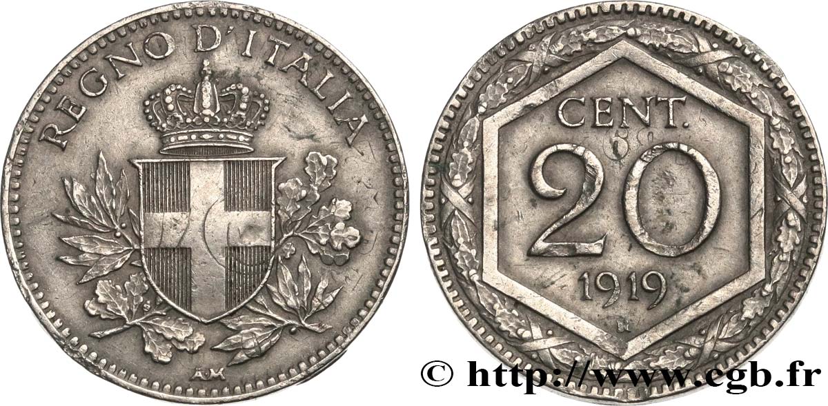 ITALIE 20 Centesimi écu 1919 Rome TTB+