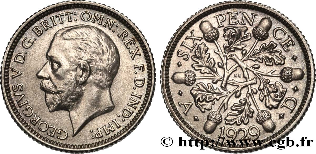 ROYAUME-UNI 6 Pence Georges 1929 SPL