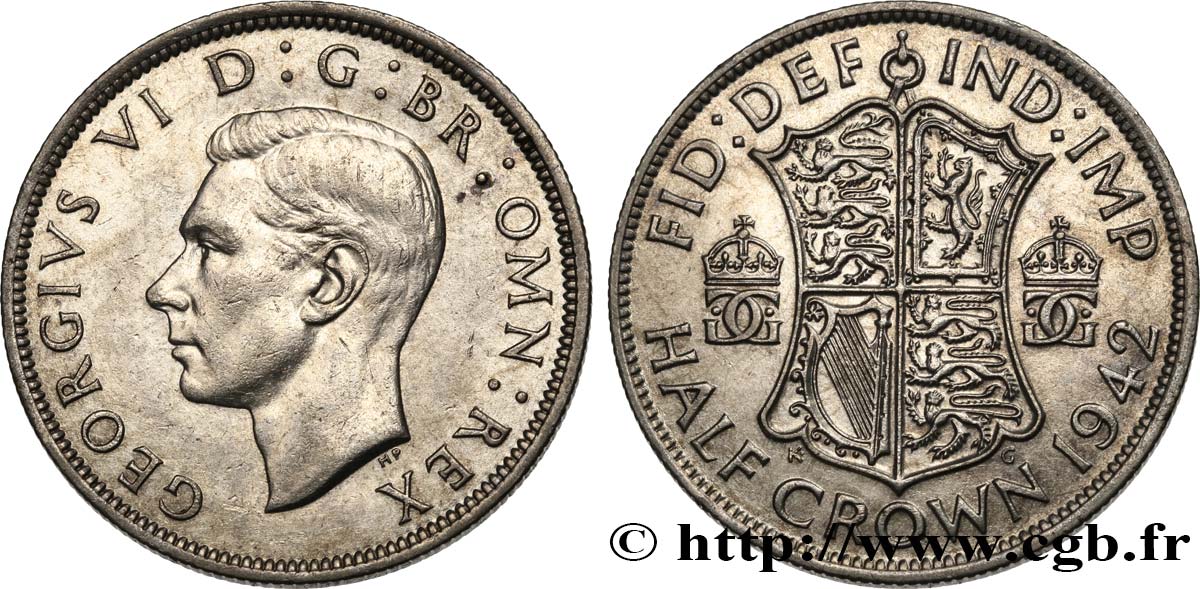 ROYAUME-UNI 1/2 Crown Georges VI 1942 SUP