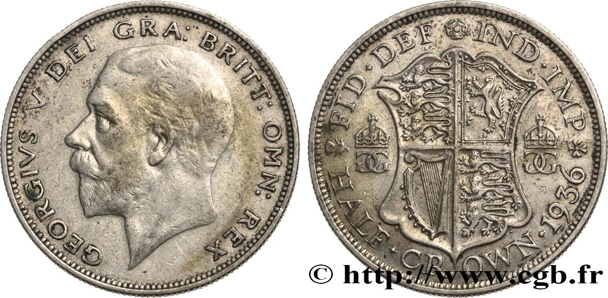 ROYAUME-UNI 1/2 Crown Georges V 1936 TTB