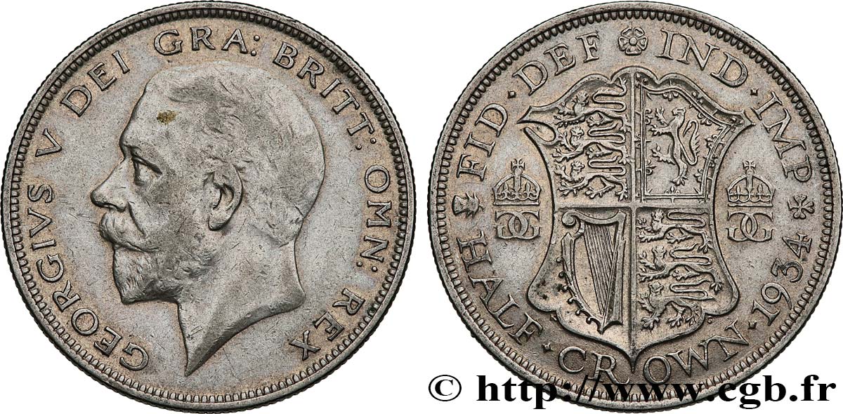 VEREINIGTEN KÖNIGREICH 1/2 Crown Georges V 1934 fSS/SS