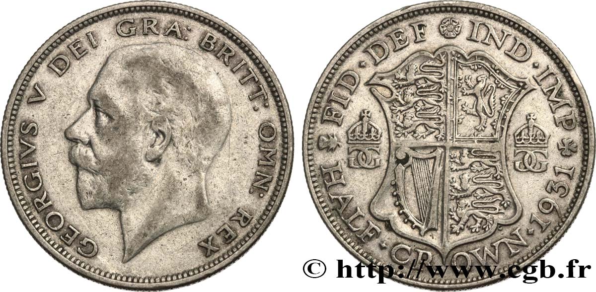 ROYAUME-UNI 1/2 Crown Georges V 1931 TB+