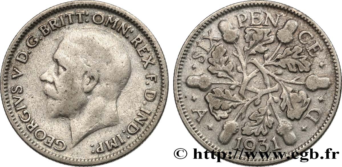 ROYAUME-UNI 6 Pence Georges V 1931 TB+