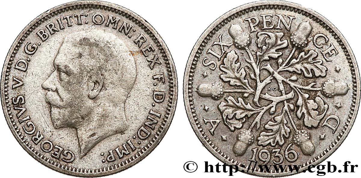 VEREINIGTEN KÖNIGREICH 6 Pence Georges V 1936 fSS