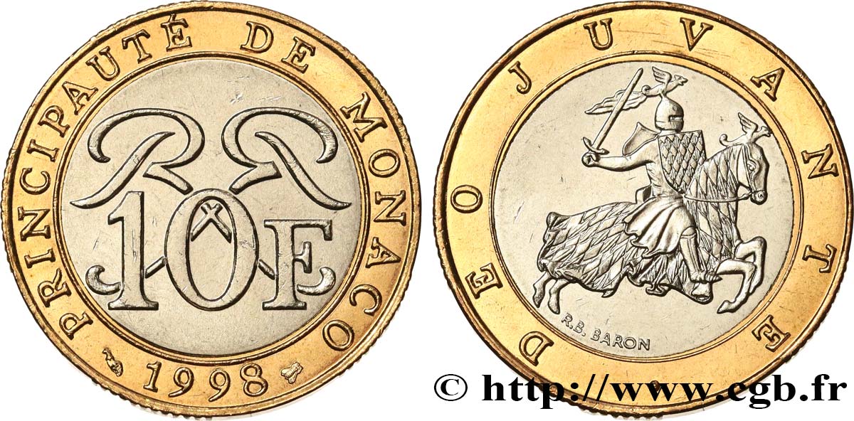 MONACO 10 Francs Rainier III 1998 Paris SPL