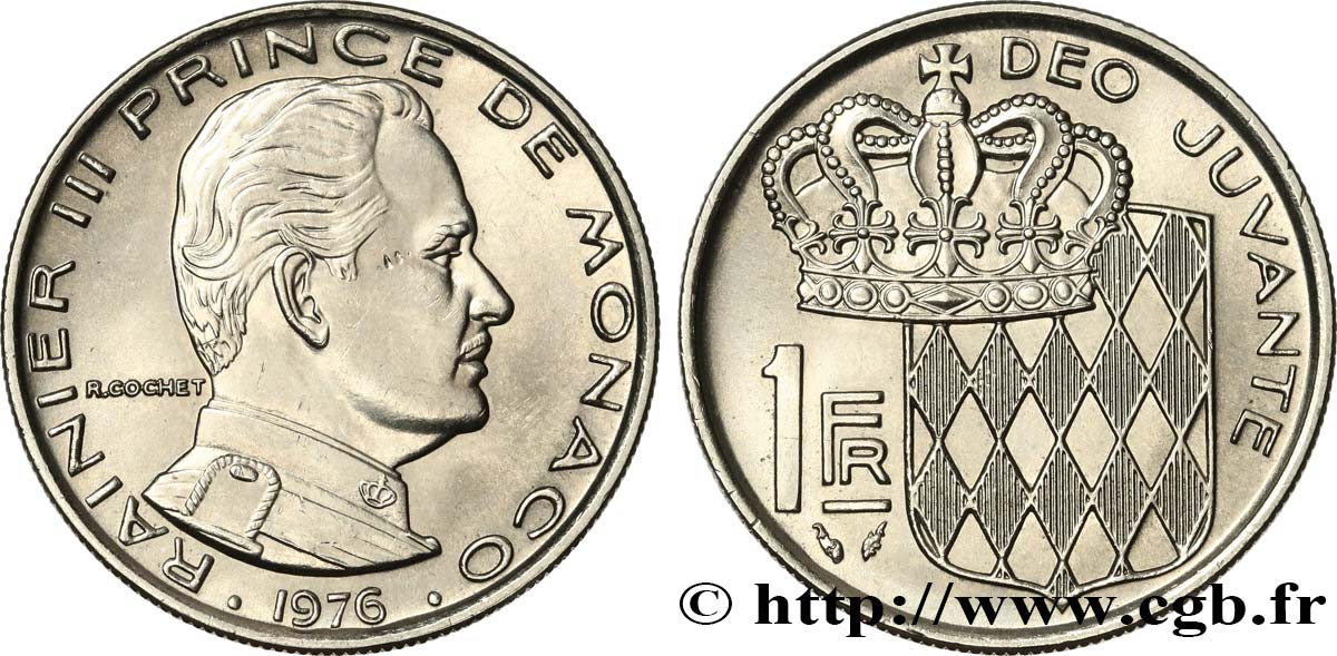 MONACO 1 Franc Rainier III 1976 Paris SUP