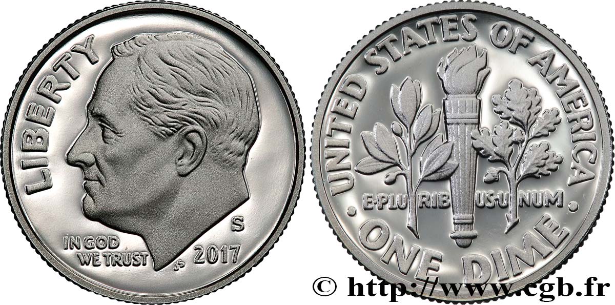 VEREINIGTE STAATEN VON AMERIKA 1 Dime Franklin Roosevelt Silver Proof 2017 San Francisco fST