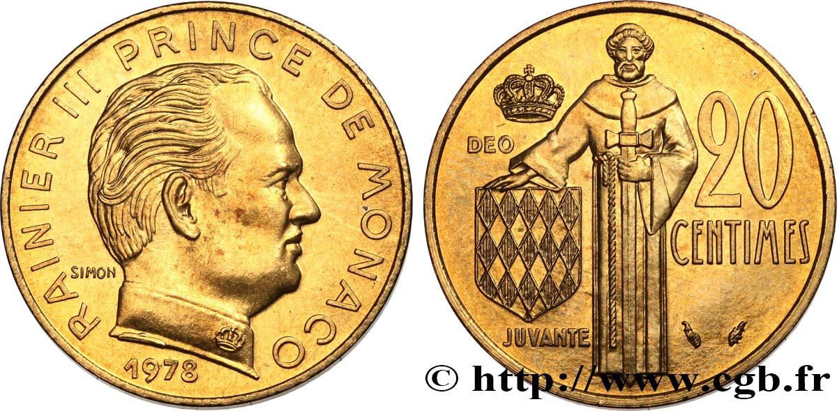 MONACO 20 Centimes Rainier III 1978 Paris VZ