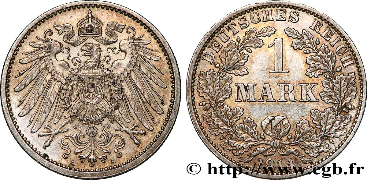 DEUTSCHLAND 1 Mark Empire aigle impérial 1914 Berlin VZ