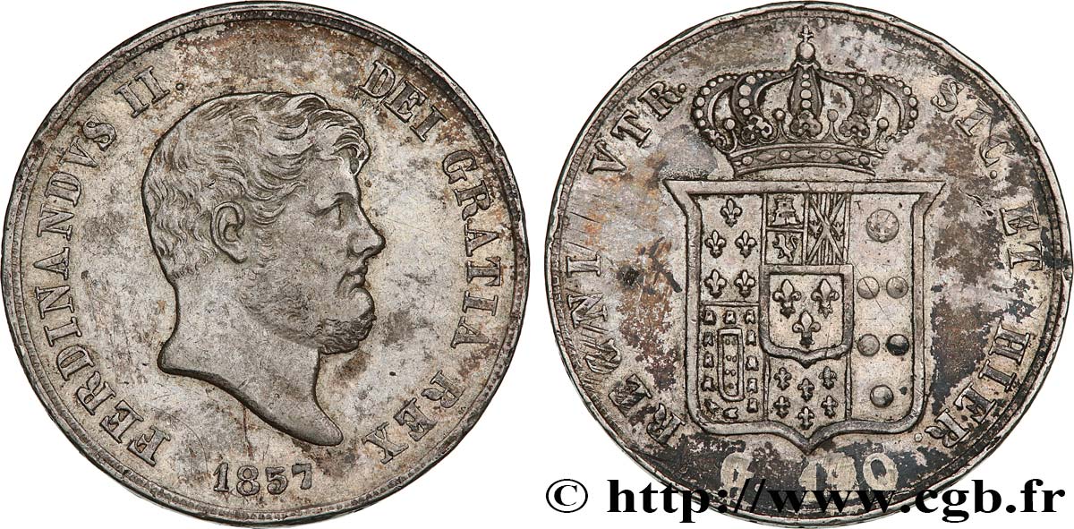ITALY - KINGDOM OF TWO SICILIES 120 Grana Ferdinand II 1857 Naples XF 