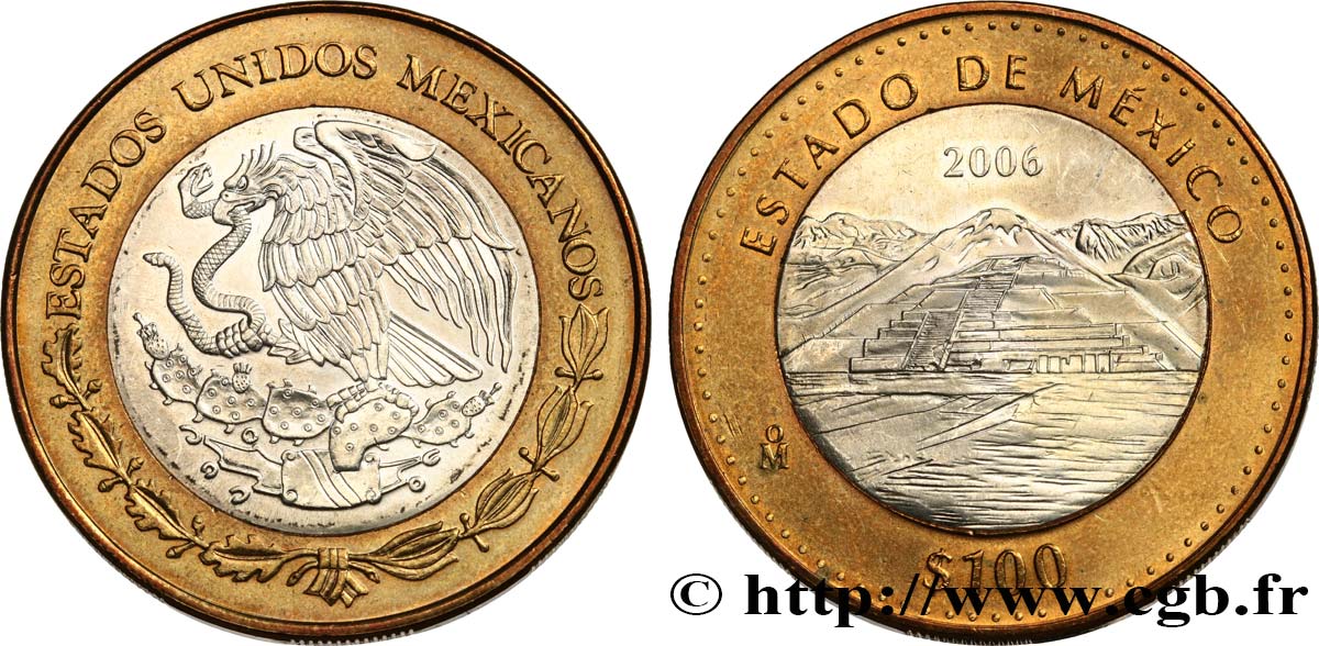 MEXICO 100 Pesos État de Mexico : pyramide de Teotihuacán 2006 Mexico MS 