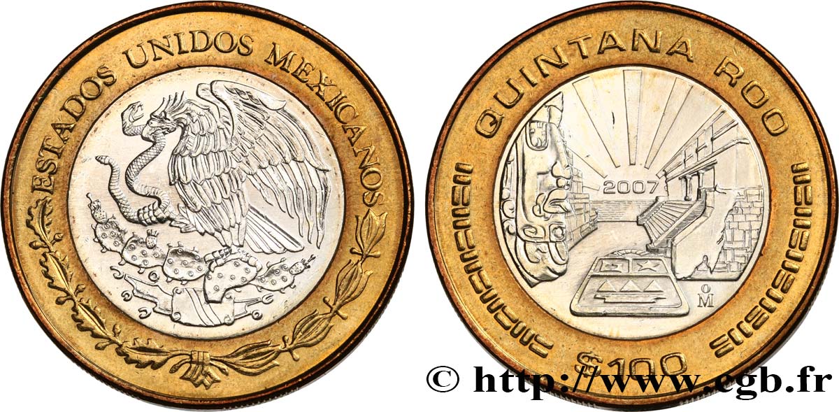MESSICO 100 Pesos État de Quintana Roo  2007 Mexico MS 