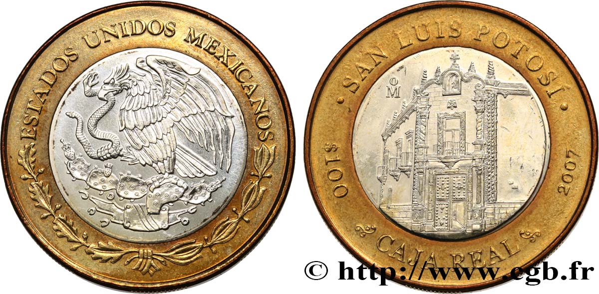 MEXIKO 100 Pesos État de San Luis Potosi : la Caja Real 2007 Mexico fST 