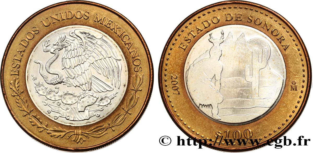MEXICO 100 Pesos État de Sonora 2007 Mexico MS 