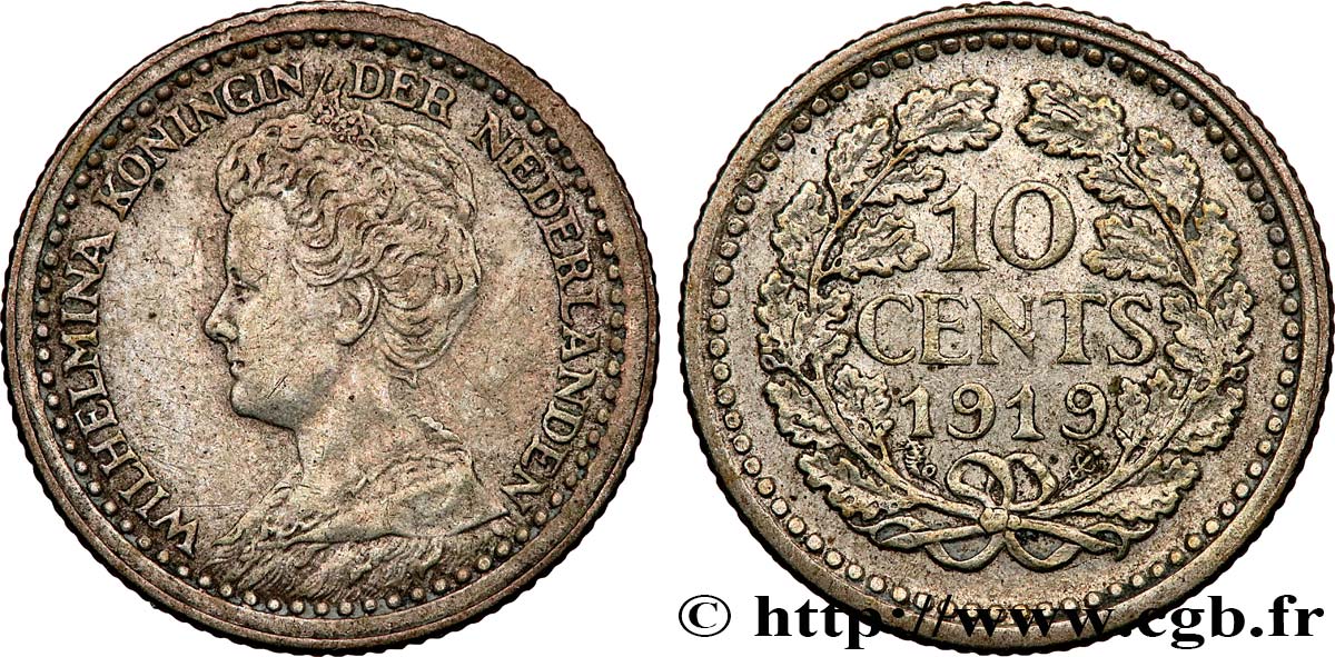 NIEDERLANDE 10 Cents Reine Wilhelmine 1919 Utrecht SS