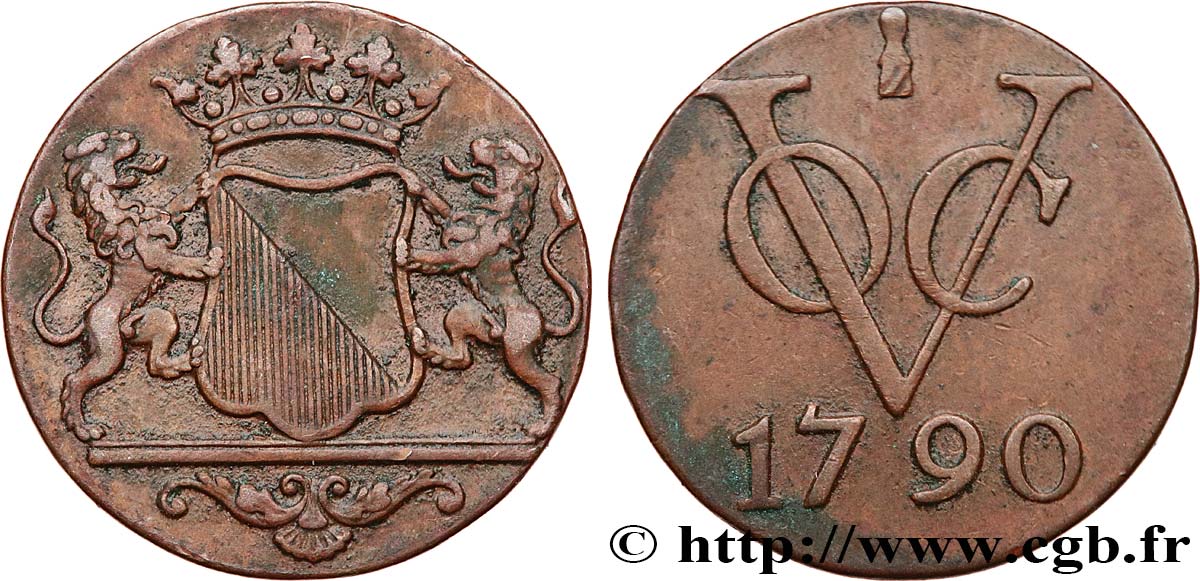 NIEDERLÄNDISCH-INDIEN 1 Duit armes d’Utrecht 1790 fVZ