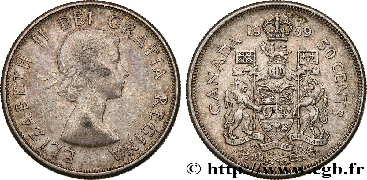 KANADA 50 Cents Elisabeth II 1959 fSS/SS