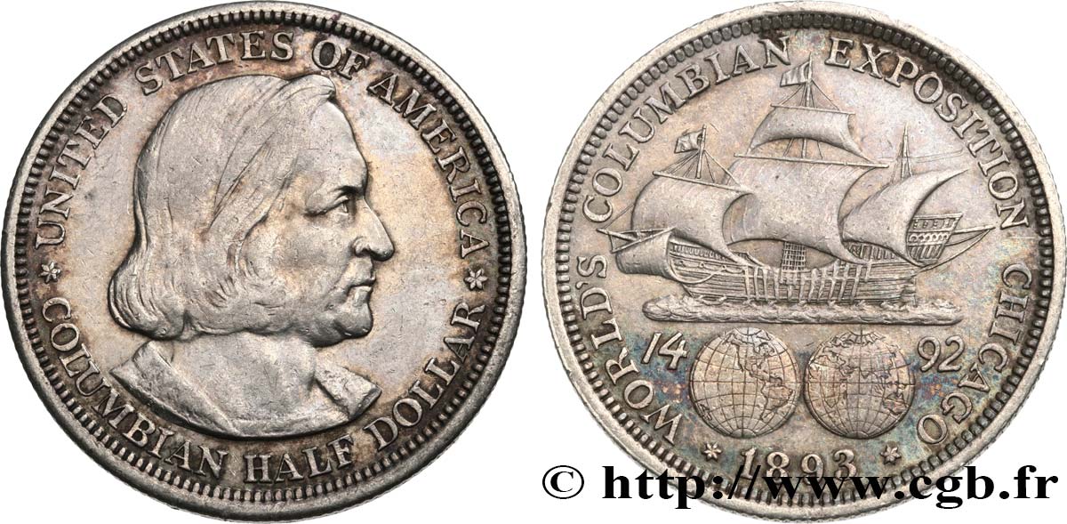 UNITED STATES OF AMERICA 1/2 Dollar Exposition Colombienne de Chicago 1893 Philadelphie AU/AU 