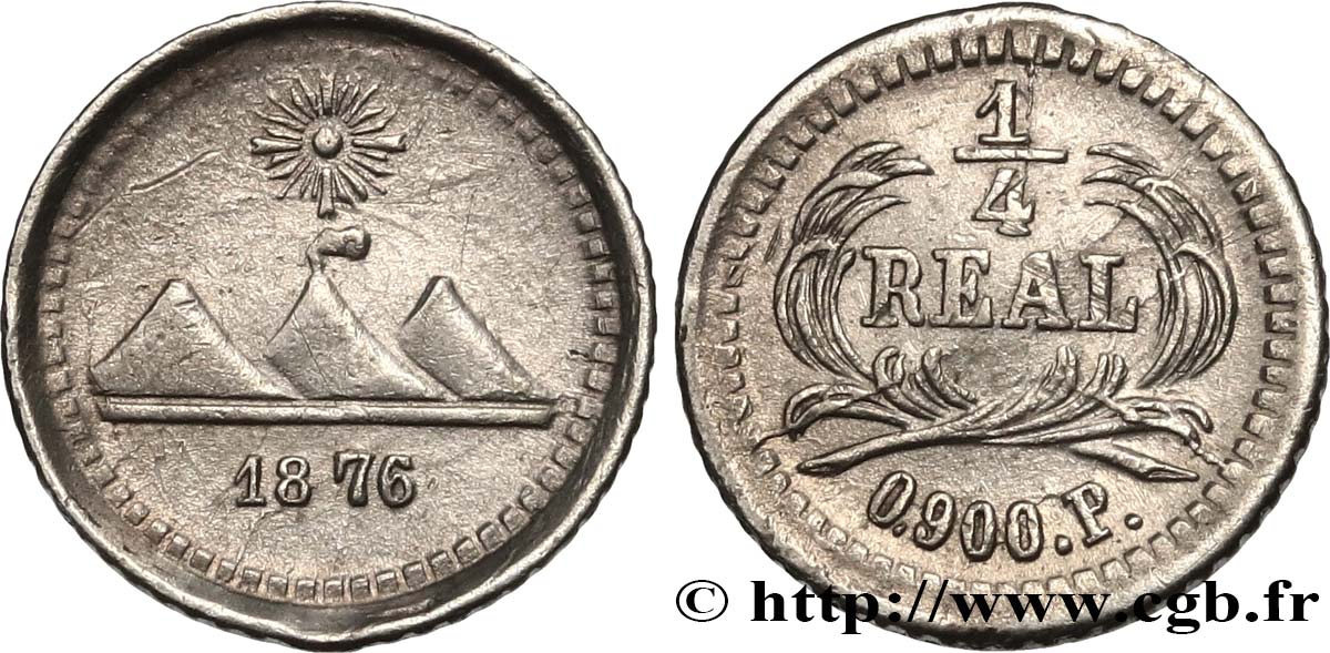 GUATEMALA 1/4 Real 1876  MS 