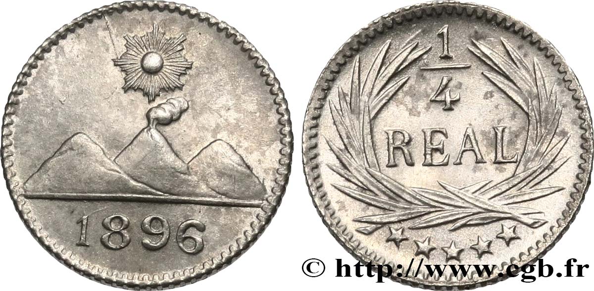 GUATEMALA 1/4 Real 1896  MS 