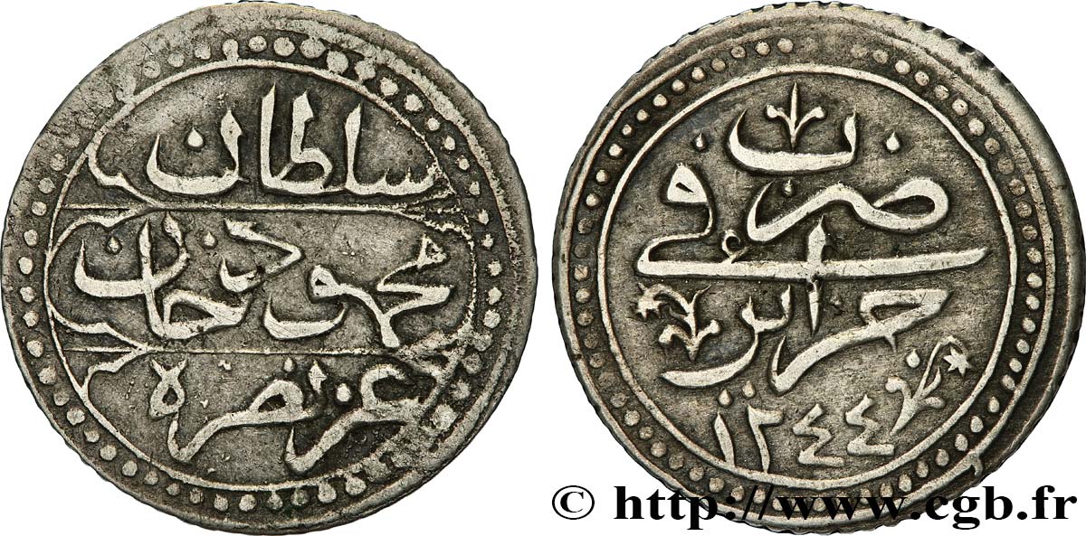 ALGERIA 1/4 Budju au nom de Mahmud II an 1244 1828  XF 