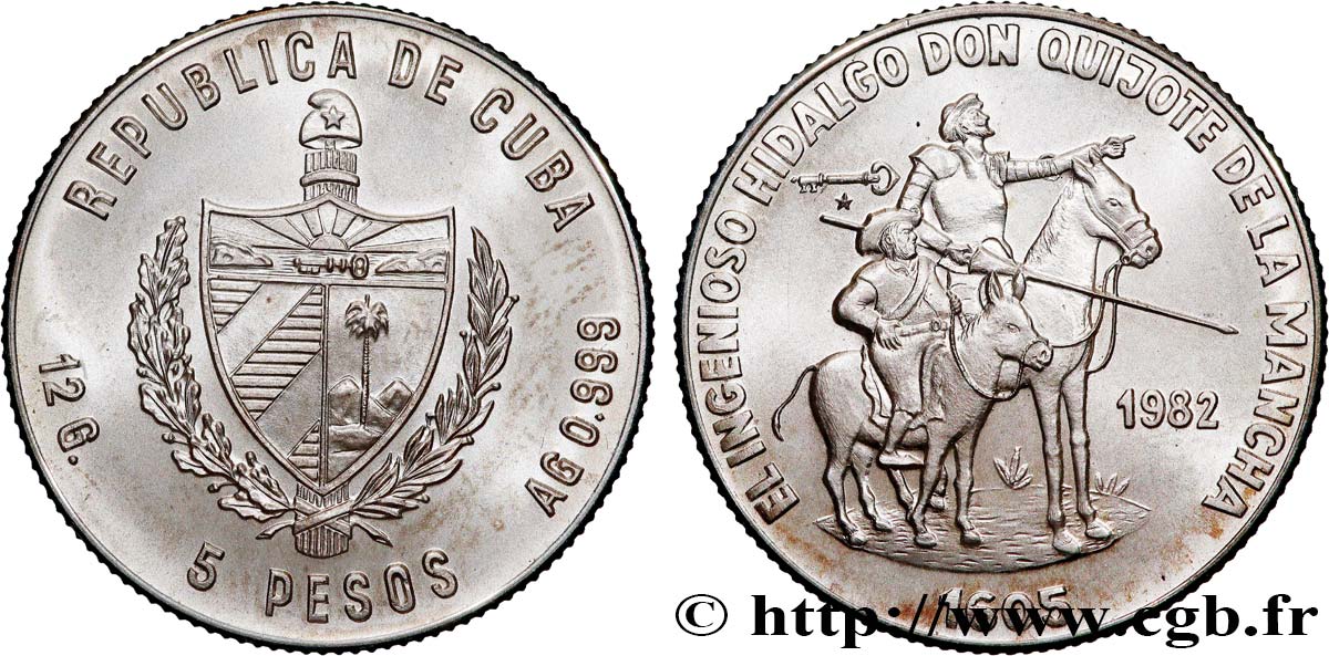 CUBA 5 Pesos Don Quichotte de la Manche 1982 La Havane MS 