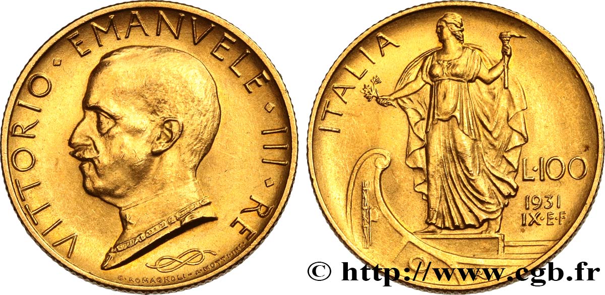 ITALY 100 Lire, an IX 1931 Rome AU 
