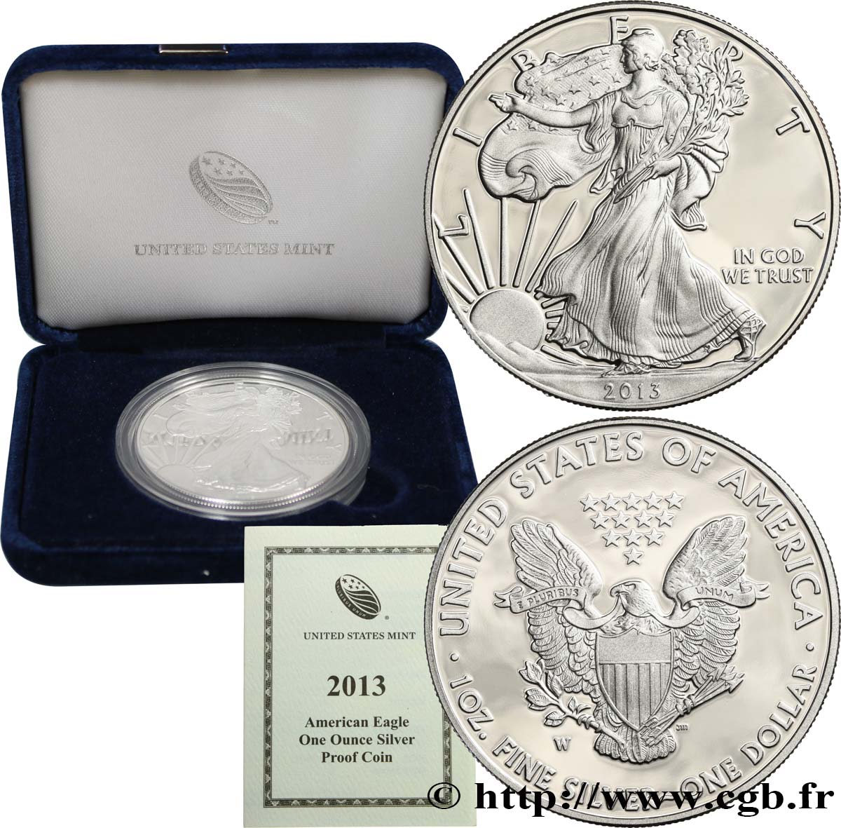 UNITED STATES OF AMERICA 1 Dollar Proof type Silver Eagle 2013 West Point - W MS 