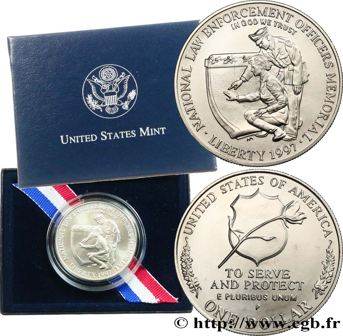 UNITED STATES OF AMERICA 1 Dollar Mémorial des officiers des forces de l’ordre 1997  MS 
