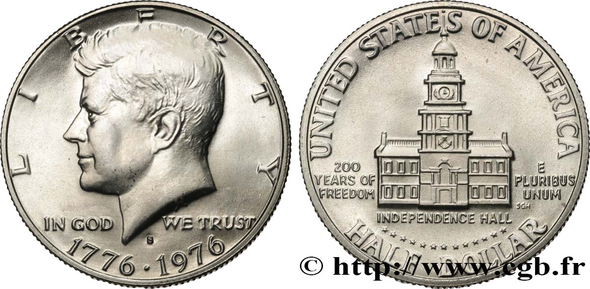 UNITED STATES OF AMERICA 1/2 Dollar Kennedy - Independence Hall bicentennaire 1976 San Francisco - S MS