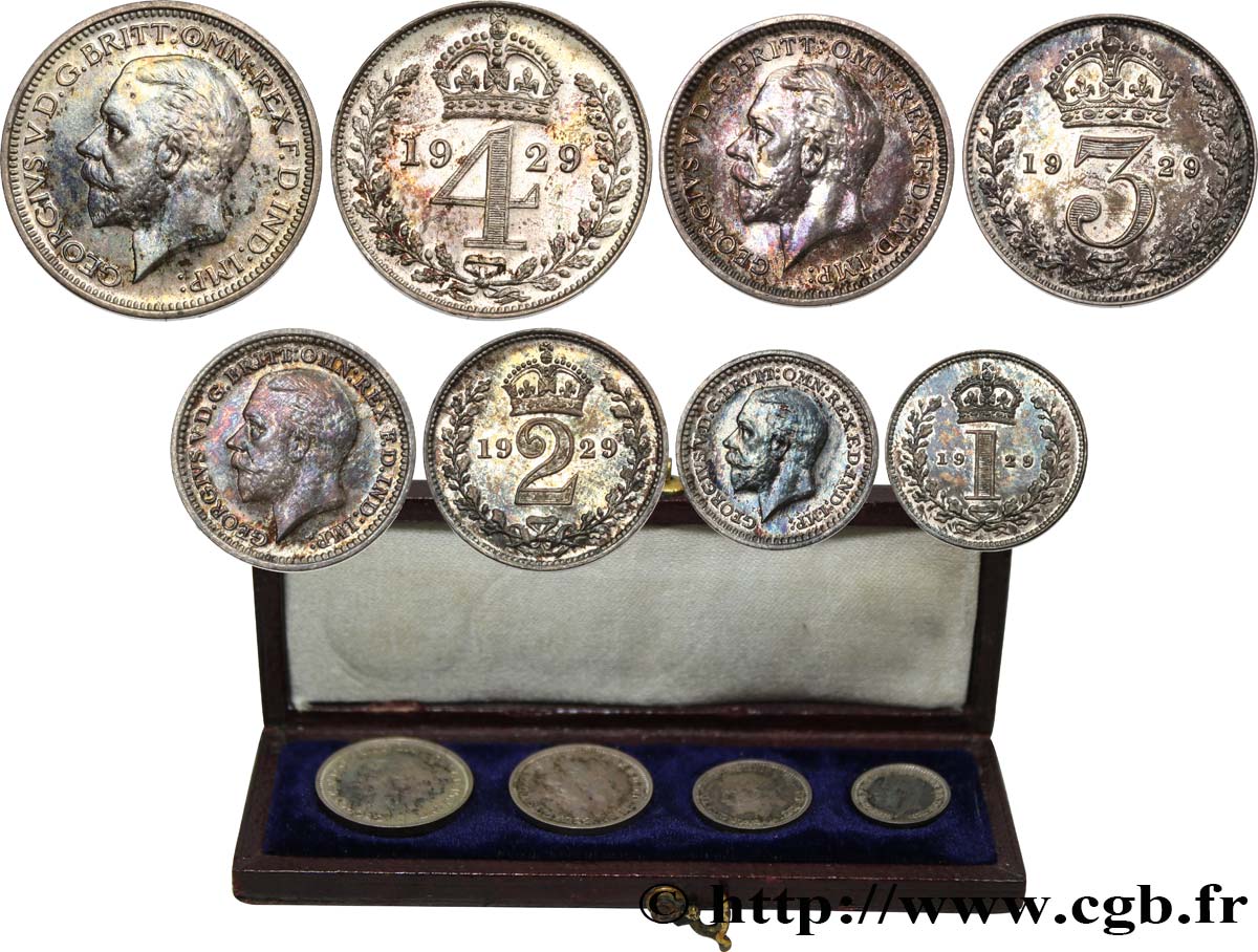 UNITED KINGDOM 1 Maundy set de 1, 2, 3 et 4 Pence Georges V 1929  MS 