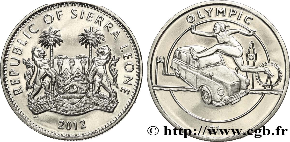 SIERRA LEONE 1 Dollar Proof Jeux Olympiques de Londres : saut en longueur 2012  ST 